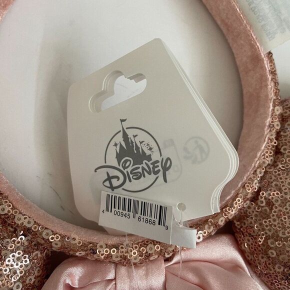 Disney‎ Ears Minnie Mouse Sequin Pink Headband Puffy Satin Bow Princess Hair - Picture 5 of 5